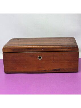 Vintage Lane Cedar Wood Keepsake Box Brass Hinges & Keyhole Kaufman Scroggs Co.